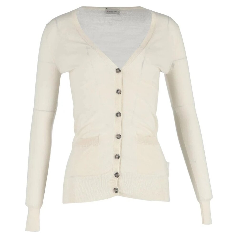 Moncler Women's Ivory 100% Wool Cardigan Size XS